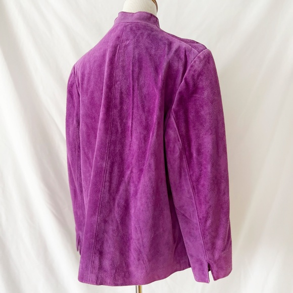 Vintage 1970s Purple Suede Jacket Miss Bergdorf Leather Jacket medium - Picture 4 of 8